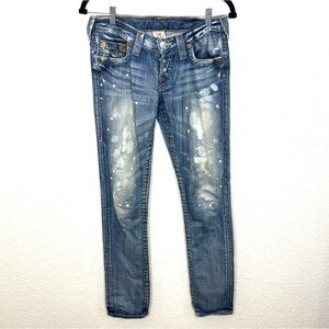 True Religion Brianna Low Rise Bleached Straight Leg Jeans Y2K Size 24